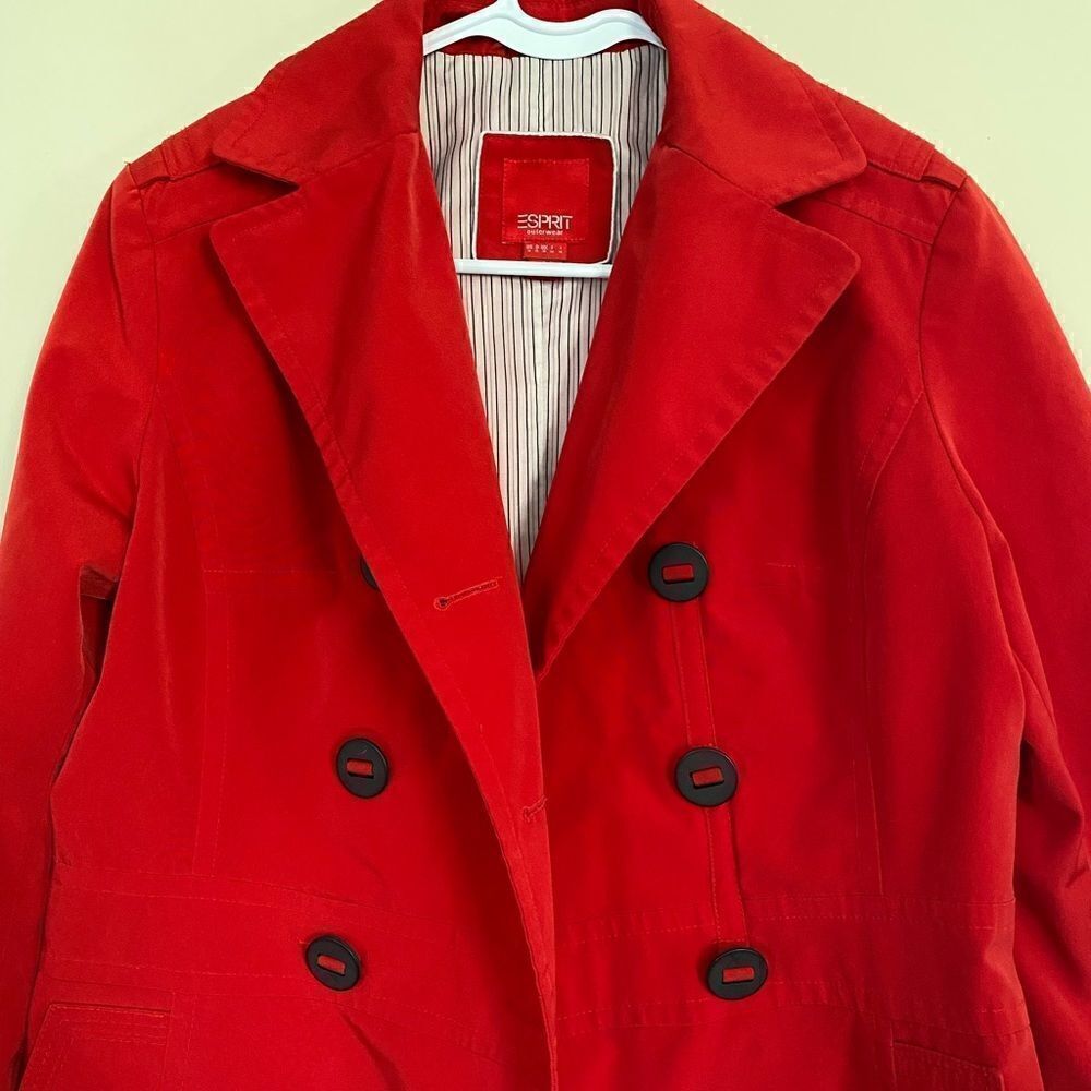 ‎Esprit Outerwear Red Button Front Coat Size Small - Picture 10 of 10